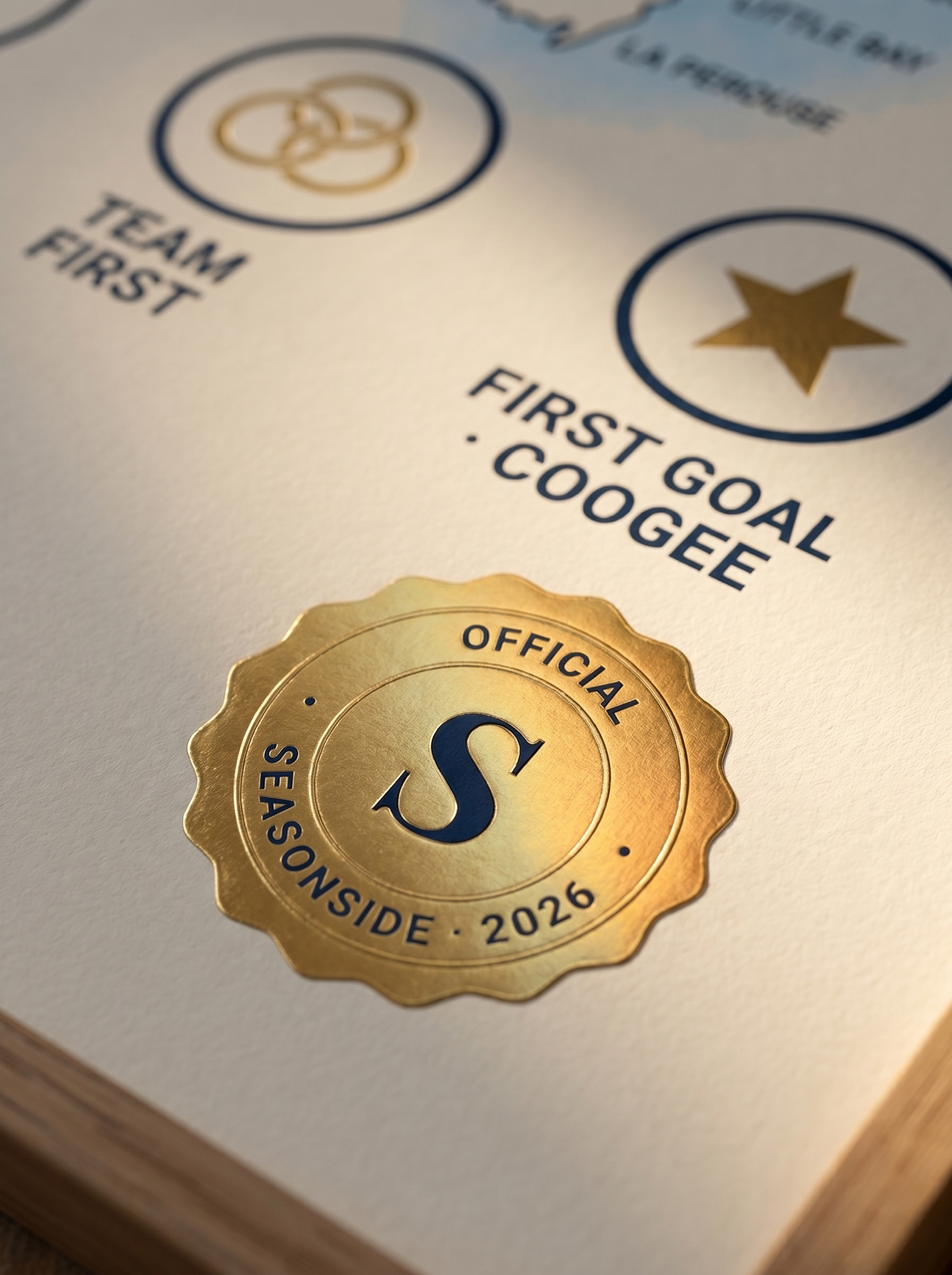 Seasonside print detail — gold seal